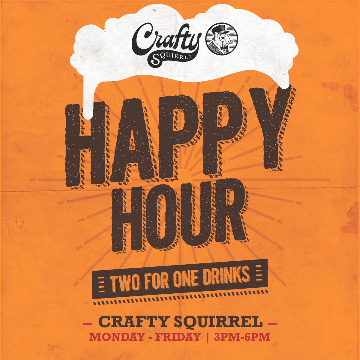Crafty Squirrel Happy Hour BOGO drinks